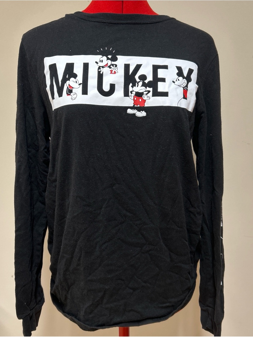 Disney Black Tee with White Disney Logo and Text Print